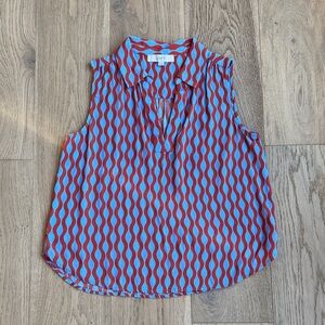 LOFT Women's Orange and Blue Sleeveless Blouse